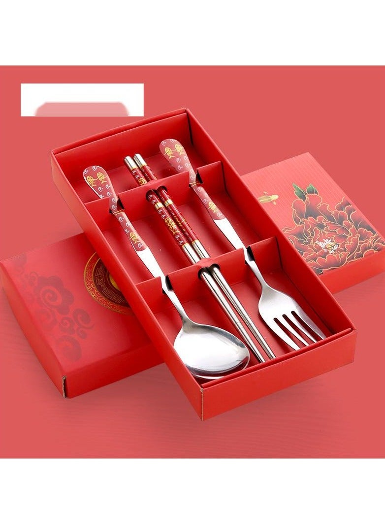 3-Piece  Fork And Spoon Chopsticks Set Silver